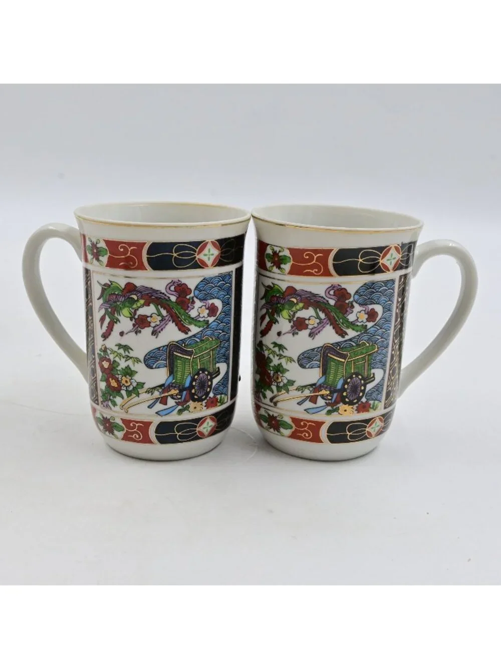 Heritage Mint Imari Porcelain Mugs Set of 2 Japanese Coffee Cups Vintage